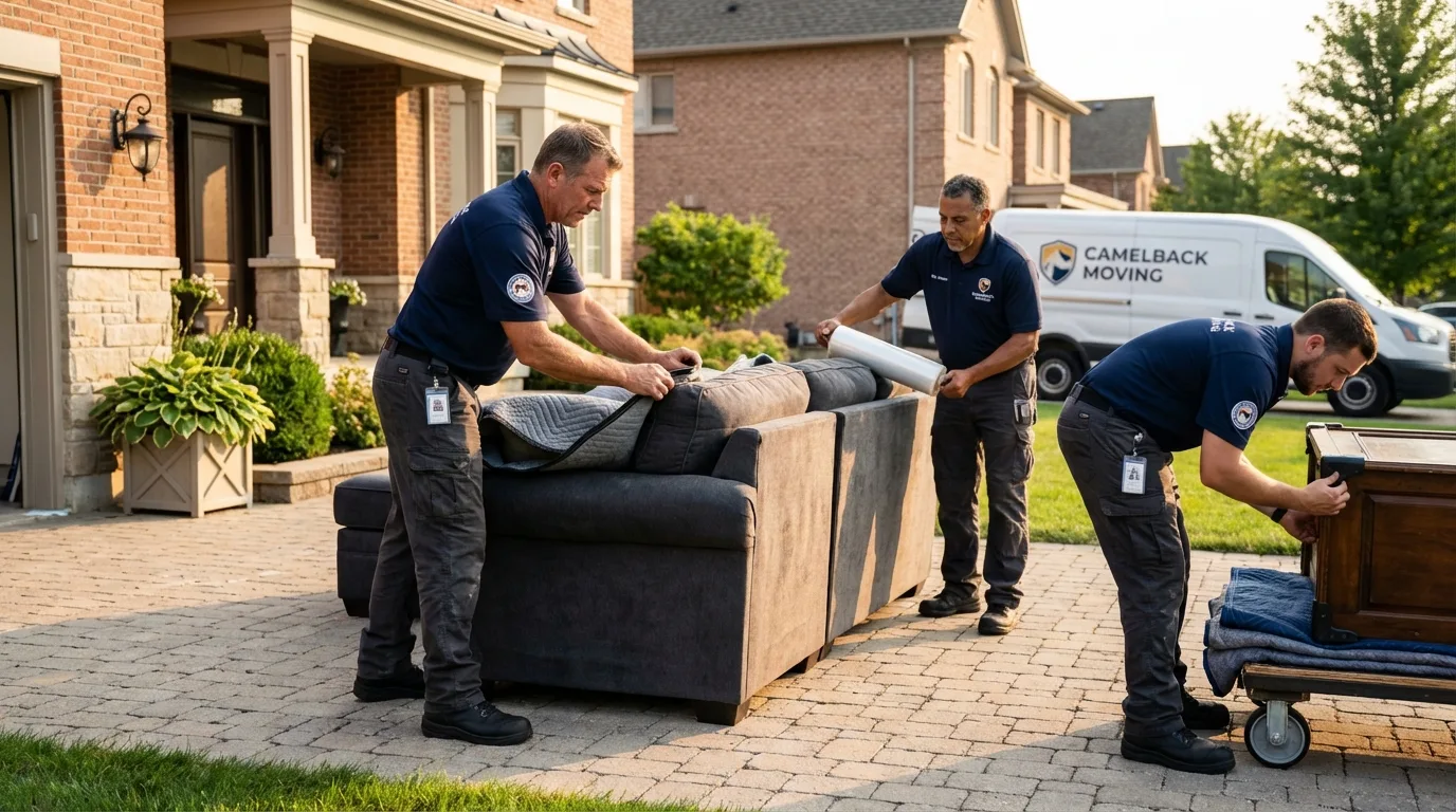 Large estate moving crew wrapping furniture in Stearns, KY